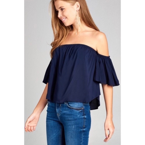 ☀️Navy Off The Shoulder Top☀️ - Picture 4 of 5